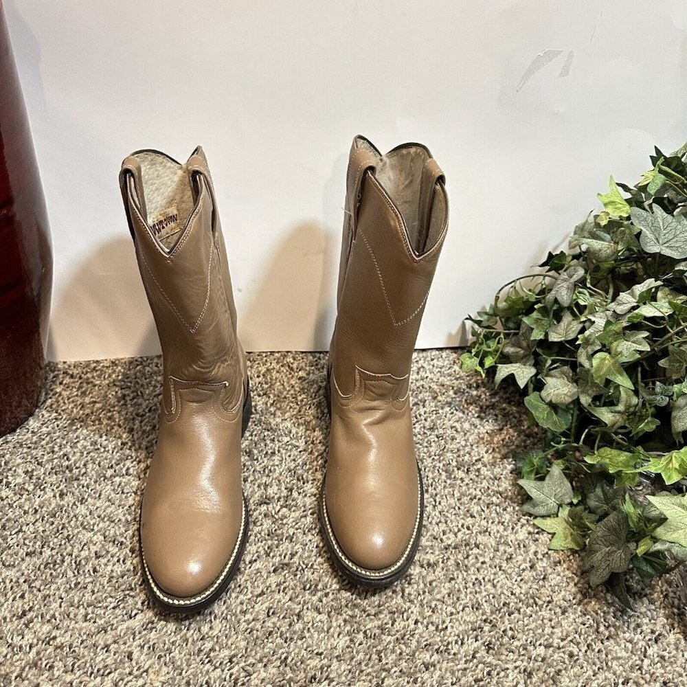 Cowtown VTG Brown Leather Round Toe Roper Western Cowgirl Boots Size 4.5 B New